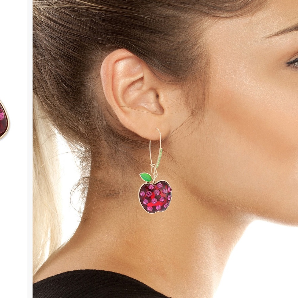 Betsey Johnson Faux Stone Apple Earrings‎